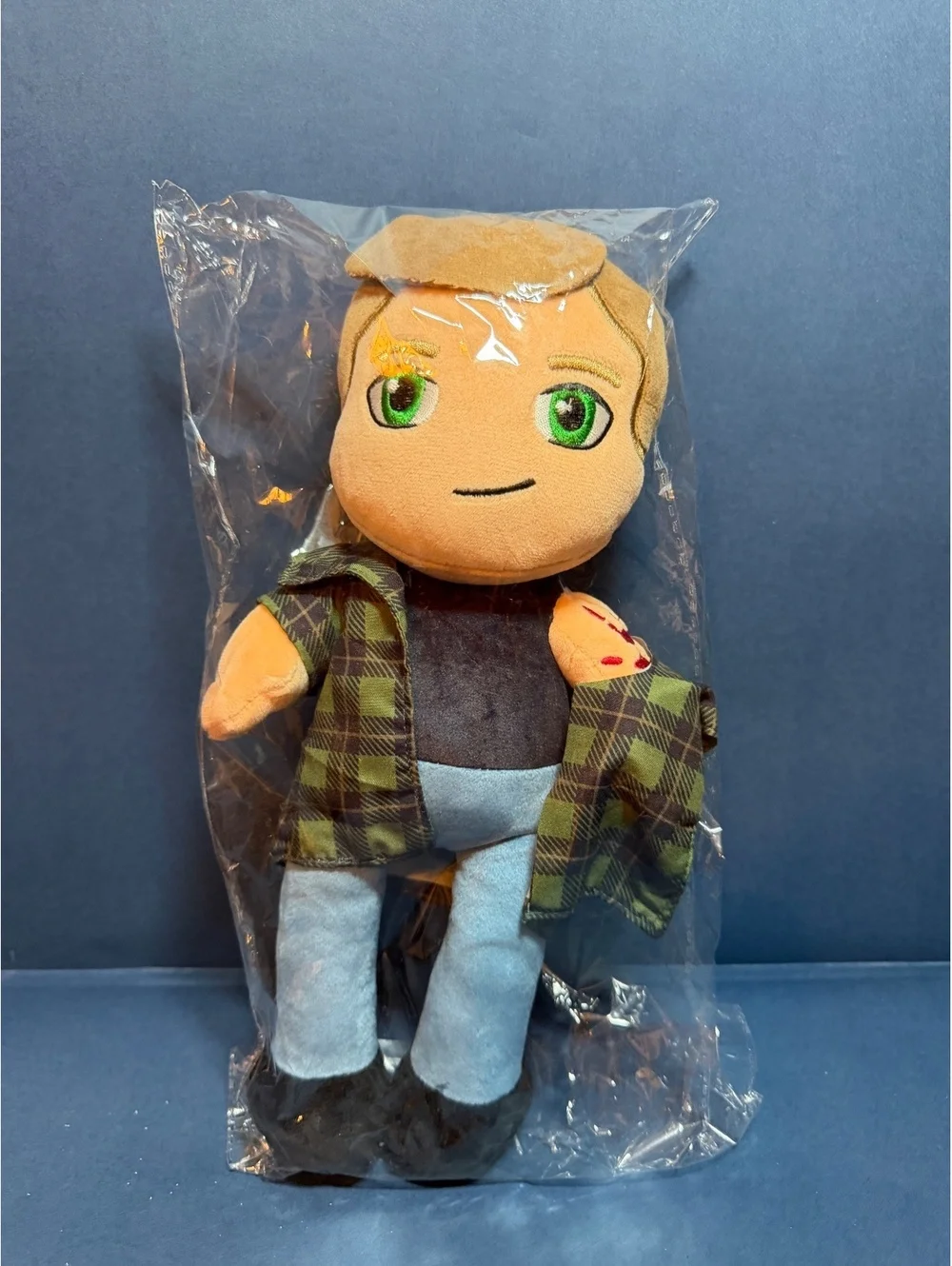 Large Plushie. Dean Winchester with Castiel hand print. NWT